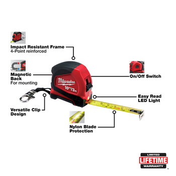 Milwaukee Plastic Keychain Tape Measure 48-22-6601 - 2.14 Width