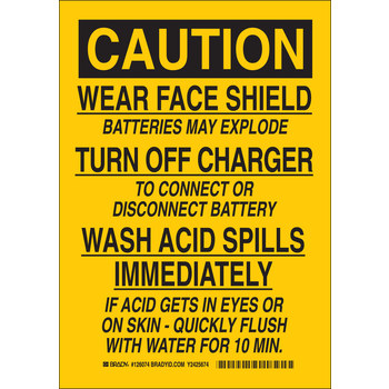 Picture of Brady B-401 Polystyrene Rectangle Yellow English Chemical Warning Sign part number 126076 (Main product image)
