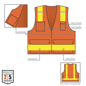 Ergodyne Glowear High-Visibility Vest 8250ZHG 21433 - Size Small/Medium - High-Visibility Orange