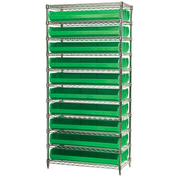 Picture of Akro-Mils AWS143630320 Akrobin 2000 lb Adjustable Green Chrome Steel Open Fixed Shelving System (Main product image)