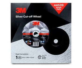 3M Silver Cutoff Wheel 44539 - Type 27 (Depressed Center) - 6 in - Ceramic Aluminum Oxide - 60