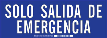 Picture of Brady B-302 Polyester Rectangle Blue English / Spanish Emergency Exit Sign part number 37682 (Main product image)