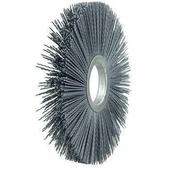 Weiler Nylox 20650 Wheel Brush - 8 in Dia - Crimped Round Nylon Bristle