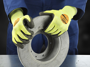 Ansell HyFlex 11-423 Gray/Yellow 7 Nitrile Work Gloves - Polyurethane Palm & Fingertips Coating - Rough Finish