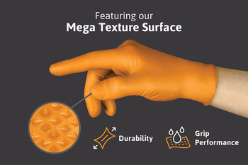 Ansell MICROFLEX Mega Texture Hi-Vis Orange Large Unsupported Powder Free Disposable Gloves - 9.45 in Length - Textured Finish - 5.1 mil Thick - 93256/L