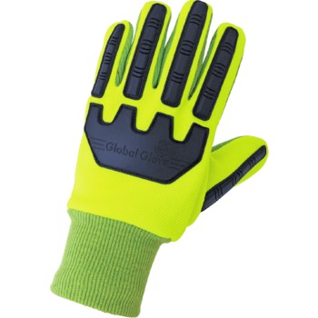 Global Glove Cotton Corded with Impact Protection Green One Size Cotton/Polyester Work Gloves - C19GCPB