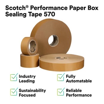 3M Scotch 570 Brown Performance Paper Box Sealing Tape - 48 mm Width x 50 m Length - 01084