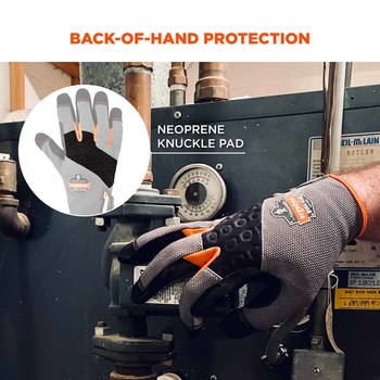 Ergodyne ProFlex Tena-Grip 820 Gray/Black/Orange 2XL Work Gloves - 17246
