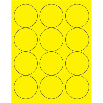 Picture of Tape Logic Fluorescent Yellow Permanent Acrylic 14787 Circle Laser Labels (Main product image)