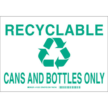 Picture of Brady B-401 High Impact Polystyrene Rectangle White English Recycle Sign part number 112512 (Main product image)