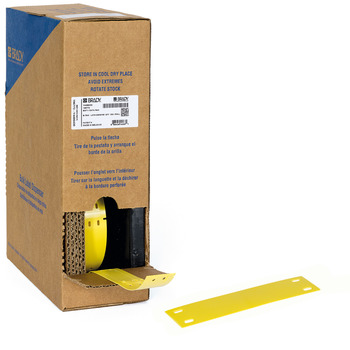 Picture of Brady Yellow Abrasion-Resistant, Chemical-Resistant, Humidity-Resistant Thermoplastic Polyether Polyurethane Thermal Transfer BM-15X75-7643-YL Die-Cut Thermal Transfer Printer Tag Roll (Main product image)