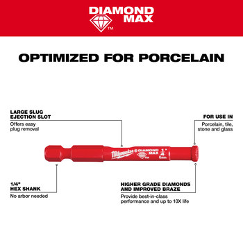 Milwaukee Diamond Plus Hole Saw 49-56-0517 - 1 in Diameter - Diamond Coated