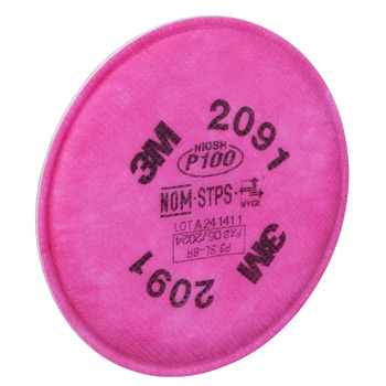 3M 2091 P100 Reusable Respirator Filter - Bayonet Connection - 4.3 in Width - 4.3 in Height