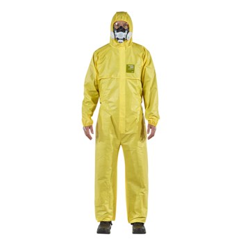 Picture of Ansell Microchem AlphaTec 68-2300 Yellow Large Polyethylene Disposable Chemical-Resistant Coveralls (Main product image)