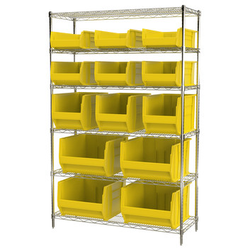 Picture of Akro-Mils AWS1848SAB Akrobin 2000 lb Adjustable Yellow Chrome Steel Open Fixed Shelving System (Main product image)