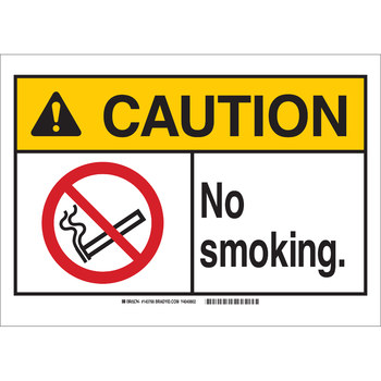 Picture of Brady B-302 Polyester Rectangle White English No Smoking Sign part number 143769 (Main product image)