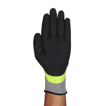 Ansell Edge 48969 Yellow and Black 9 HPPE, Spandex, Nylon, Steel fiber Cut-Resistant Gloves - ANSI A7 Cut Resistance - Nitrile Coating - 8.85 - 10.82 in Length - 48969090