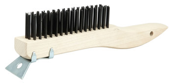 Weiler Steel Hand Wire Brush - 5.1 in Width x 9.6 in Length - 0.012 in Bristle Diameter - Includes: Scraper - 44065