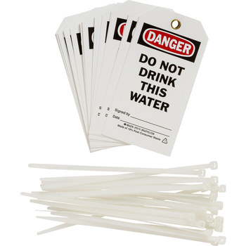 Picture of Brady Black / Red on White Metal Grommet, Self-Laminating Polyester 76174 Equipment Safety Tag (Main product image)