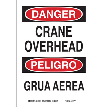 Picture of Brady B-555 Aluminum Rectangle White English / Spanish Equipment Safety Sign part number 125172 (Main product image)