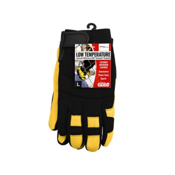 Global Glove Thunder Glove SG7700IN Black/Yellow Large Deerskin Leather/Rubber/Spandex Mechanic's Gloves - SG7700IN/LG