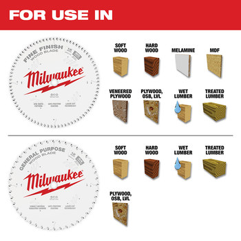 Milwaukee Circular Saw Blade Set 48-40-1232 - 12 in Diameter - Steel