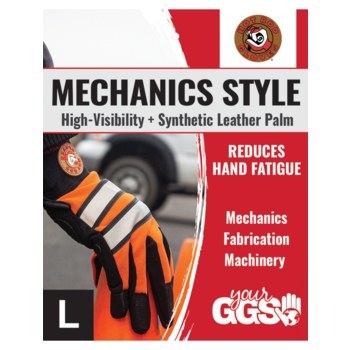 Global Glove Hot Rod HR9000VIS Black/Orange/White Large Synthetic Leather Work Gloves - HR9000VIS/LG