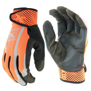 West Chester Extreme Work VizX 89308 Black/Hi-Vis Orange 2XL Synthetic Leather Work Gloves - Keystone Thumb - 9.75 in Length - 89308OR/2XL
