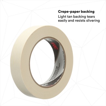 3M 201+ General Use Masking Tape - 24 mm (1 in) Width x 55 m Length - 64746