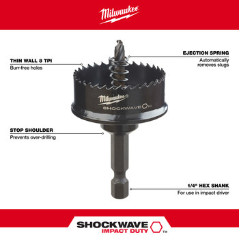 Milwaukee SHOCKWAVE Impact Hole Saw 49-56-9810 - 8 TPI - 7/8 in Diameter - Bi-Metal