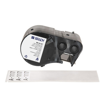 Picture of Brady Black on White, Clear Vinyl Thermal Transfer M5-34-427 Self-Laminating Wrap Around Labels (Main product image)