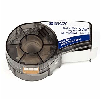 Brady M21-375-595-WT Printer Label Cartridge, 0.375 In X 21 Ft, Vinyl ...