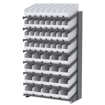 Picture of Akro-Mils APRS18AST00 APRS 900 lb White Gray Powder Coated Steel 16 ga Single Sided Fixed Rack (Main product image)