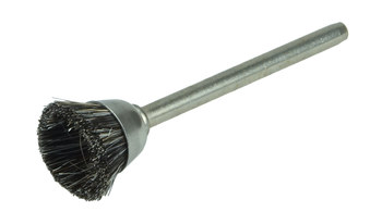 Weiler Goat Hair Cup Brush - Unthreaded Stem Attachment - 9/16 in Diameter - Soft Hair - 26094