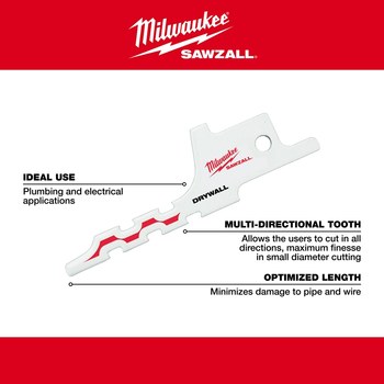 Milwaukee SAWZALL Reciprocating Saw Blade 48-00-1640 - 3 TPI - 0.25 in Width x 0.04 in Thick - Bi-Metal