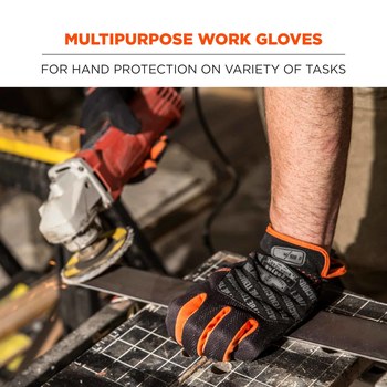Ergodyne ProFlex QuickCuff 815 Black/Orange Large Polyester Mesh Work Gloves - 17204