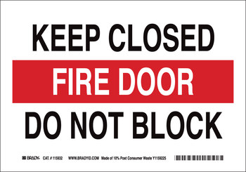 Picture of Brady B-563 High Density Polypropylene Rectangle White English Fire Exit Sign part number 116096 (Main product image)