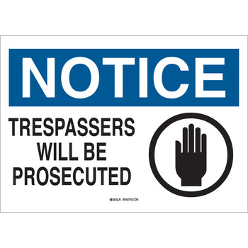 Picture of Brady B-120 Fiberglass Reinforced Polyester Rectangle White English No Trespassing Sign part number 95263 (Main product image)