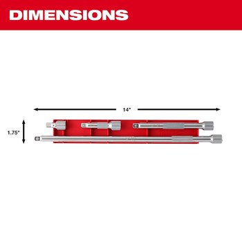 Milwaukee Drive Extension Set 48-22-9341 - Chrome Vanadium Steel - Chrome Finish - 61470