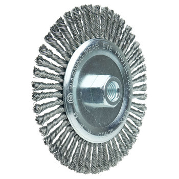 Weiler Roughneck 08766 Wheel Brush - 6 in Dia - Knotted - Stringer Bead Steel Bristle