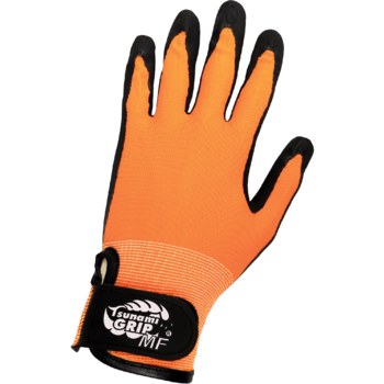 Global Glove Tsunami Grip 510MFV Black/Orange 9 Nylon Work Gloves - Nitrile Coating - 510MFV/9