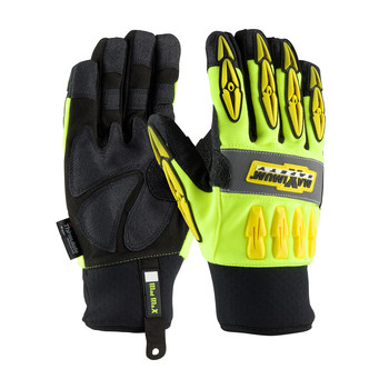 Picture of PIP Maximum Safety Mad Max Thermo 120-4070 Black/Yellow Large Nylon/Polyurethane/Spandex Full Fingered Work Gloves (Main product image)