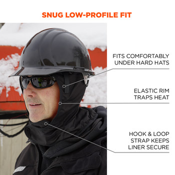 Ergodyne N-Ferno 6842 Black Polyester Cold Weather Head Liner - Hook & Loop - 720476-16842