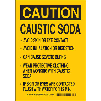 Picture of Brady B-401 Polystyrene Rectangle Yellow English Chemical Warning Sign part number 125929 (Main product image)