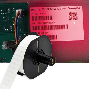 Picture of Brady White Polyester Thermal Transfer B33-213-482 Die-Cut Thermal Transfer Printer Label Roll (Main product image)