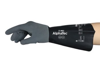 Ansell AlphaTec ANSELL GRIP™ 53-001 Black 9 Supported Chemical-Resistant Gloves - 13 in Length - Rough Finish - 15 mil Thick - 53001090-NA