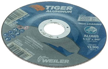Weiler Tiger Aluminum Cutting Wheel 58205 - 4-1/2 in - Aluminum Oxide - 60 - S
