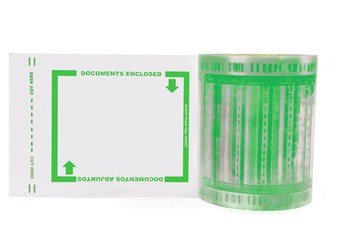 3M Scotch 824RCT Clear / Green Pouch Tape Sheet - 5 in Length x 8 in Width - 86377