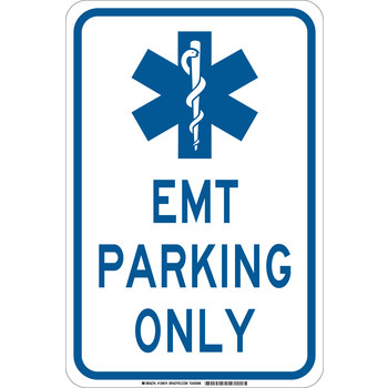 Picture of Brady B-555 Aluminum Rectangle White English Parking Restriction, Permission & Information Sign part number 129672 (Main product image)