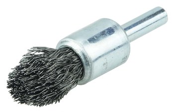Weiler Steel Cup Brush - Shank Attachment - 1/2 in Diameter - 0.010 in Bristle Diameter - Brush Style: Controlled Flare - 10301